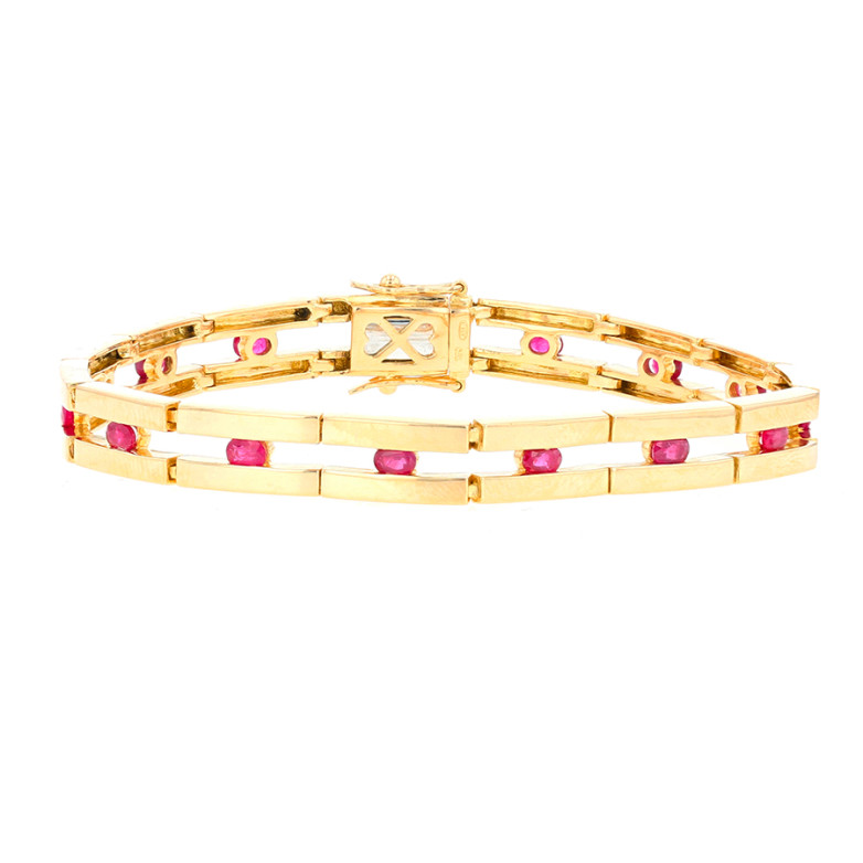 Bracelet rivière de rubis 2.35 carats or jaune 28.54g Comme neuf -  reconditionné disponible sur Gemme Les Bijoux